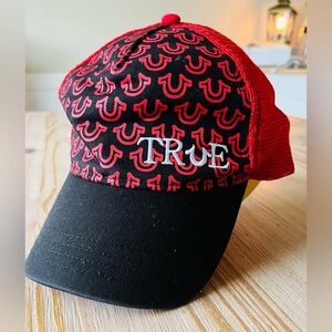 True Religion Trucker Hat Black & Red Men’s Women’s Adjustable